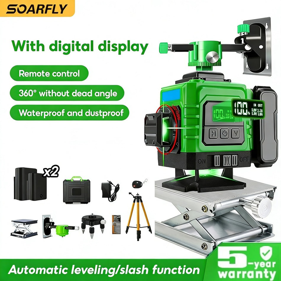 Nível a laser omnidirecional SOARFLY 360° - 16 linhas com feixe verde de alta visibilidade e autonivelamento