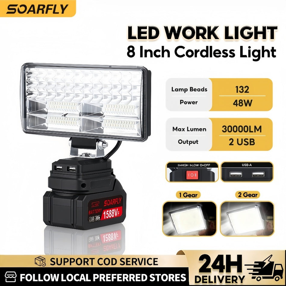 Refletor de trabalho LED sem fio de 8 polegadas SOARFLY - recarregável para uso externo