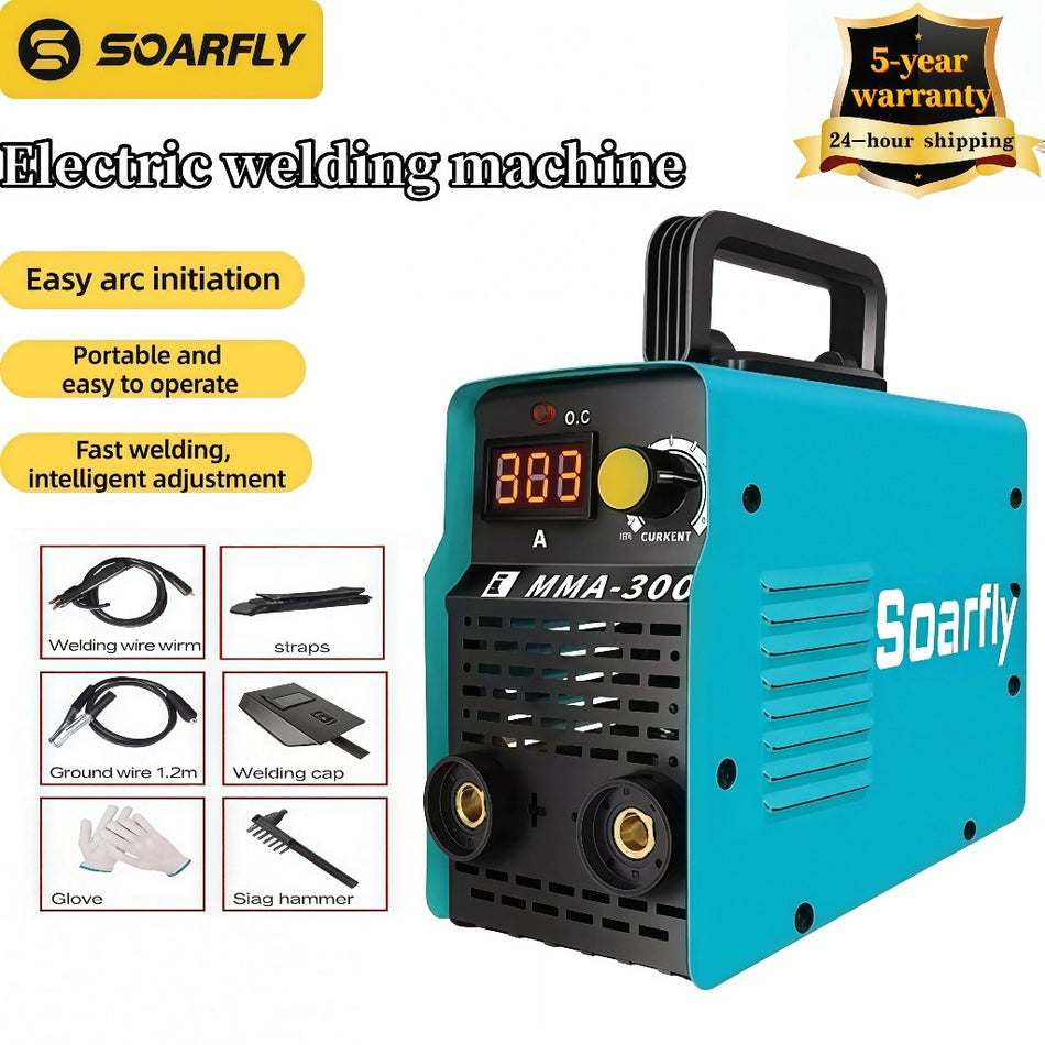 Soldadora a arco portátil mini SOARFLY MMA-300 - Máquina de solda inteligente com eletrodo revestido e proteção avançada contra sobrecarga
