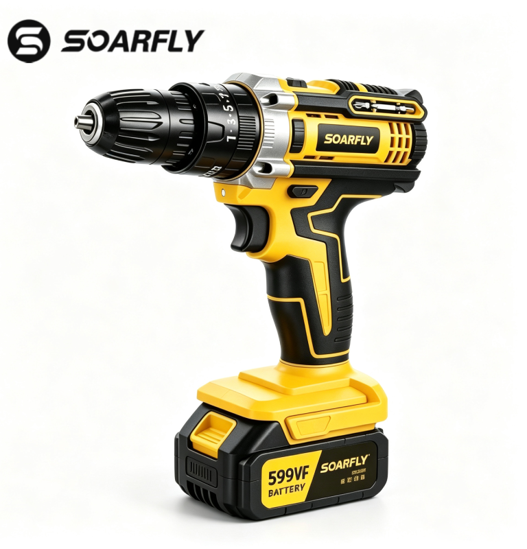 Furadeira de impacto elétrica sem fio 3 em 1 SOARFLY - Kit de ferramenta elétrica brushless para trabalhos pesados em concreto, madeira e metal