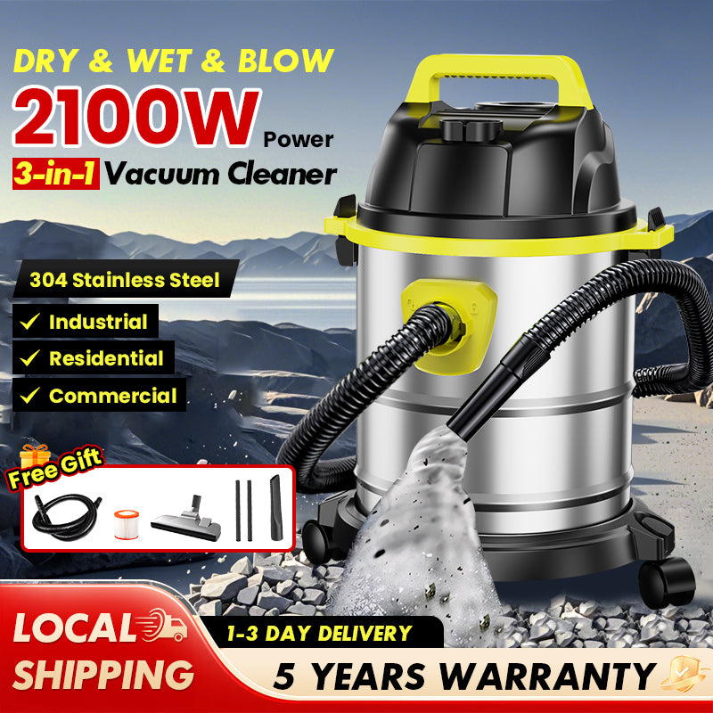 SOARFLY 15L 3in1 Heavy Duty Stainless Steel Vacuum Cleaner Dry & Wet & Blow Vacuum Blower Dust Mite
