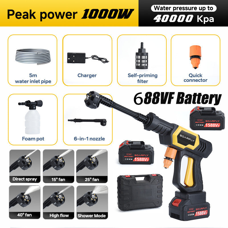 SOARFLY Water Jet Cordless 6 In 1 High Pressure Washer Portable Outdoor Water Spray Gun 688VF