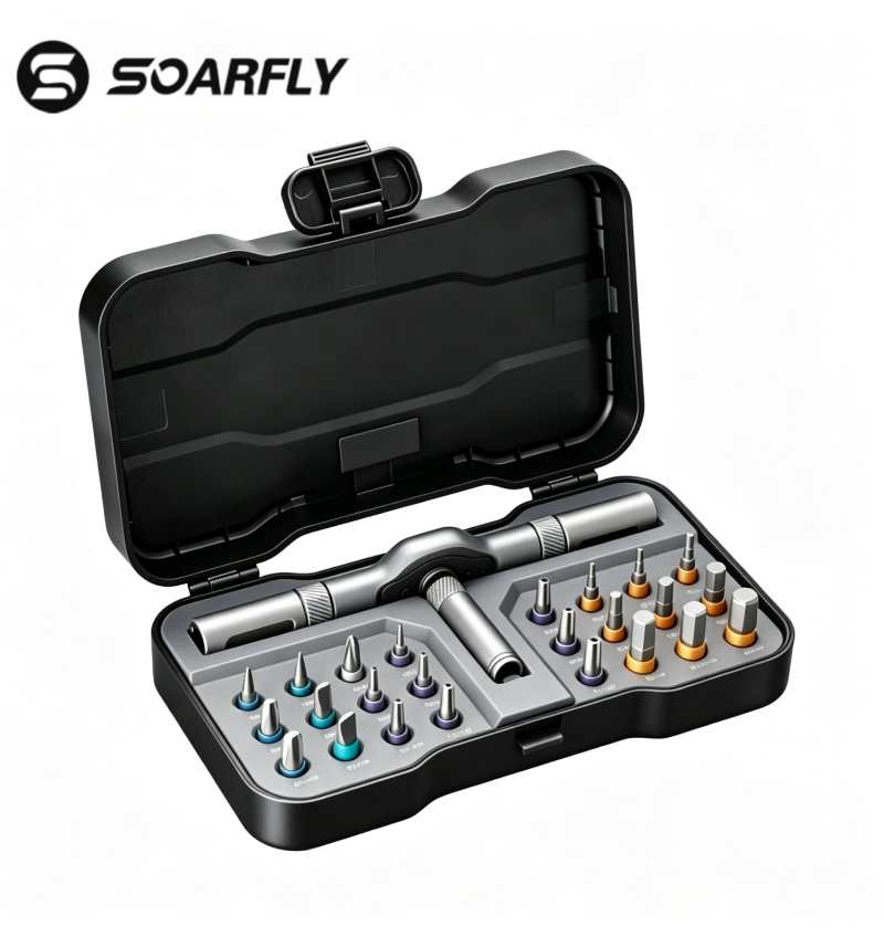 Kit de chave de fenda com catraca multifuncional Soarfly com 24 peças - conjunto compacto de ferramentas de precisão S2 para uso diário (EDC)