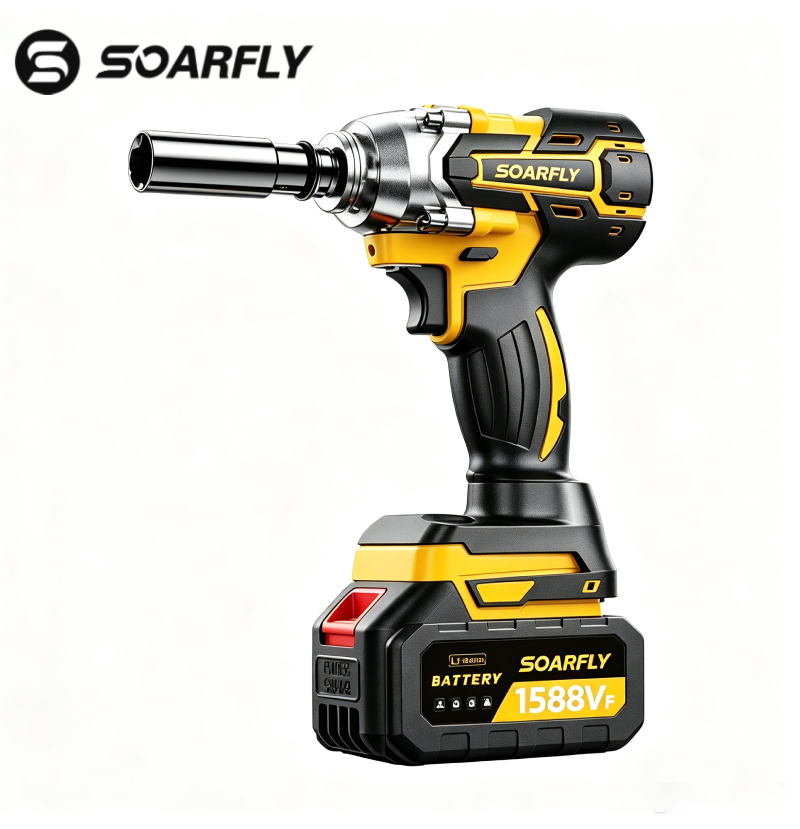 Chave de impacto sem fio e sem escovas SOARFLY 1588VF - Chave elétrica de alto torque para uso pesado