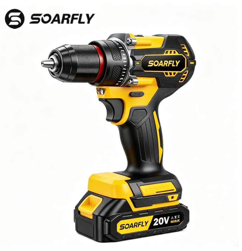 Conjunto de furadeira sem fio e sem escovas 20V MAX - Kit resistente 3 em 1 de furadeira de impacto e parafusadeira com bateria de 20V e maleta premium de acessórios